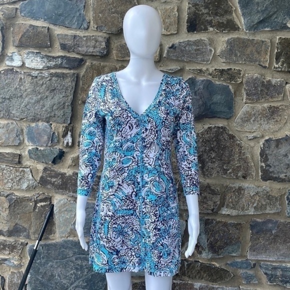 Lilly Pulitzer Juliet Dress in Shorely Blue Hippy Hippy Shake Medium - Picture 6 of 7